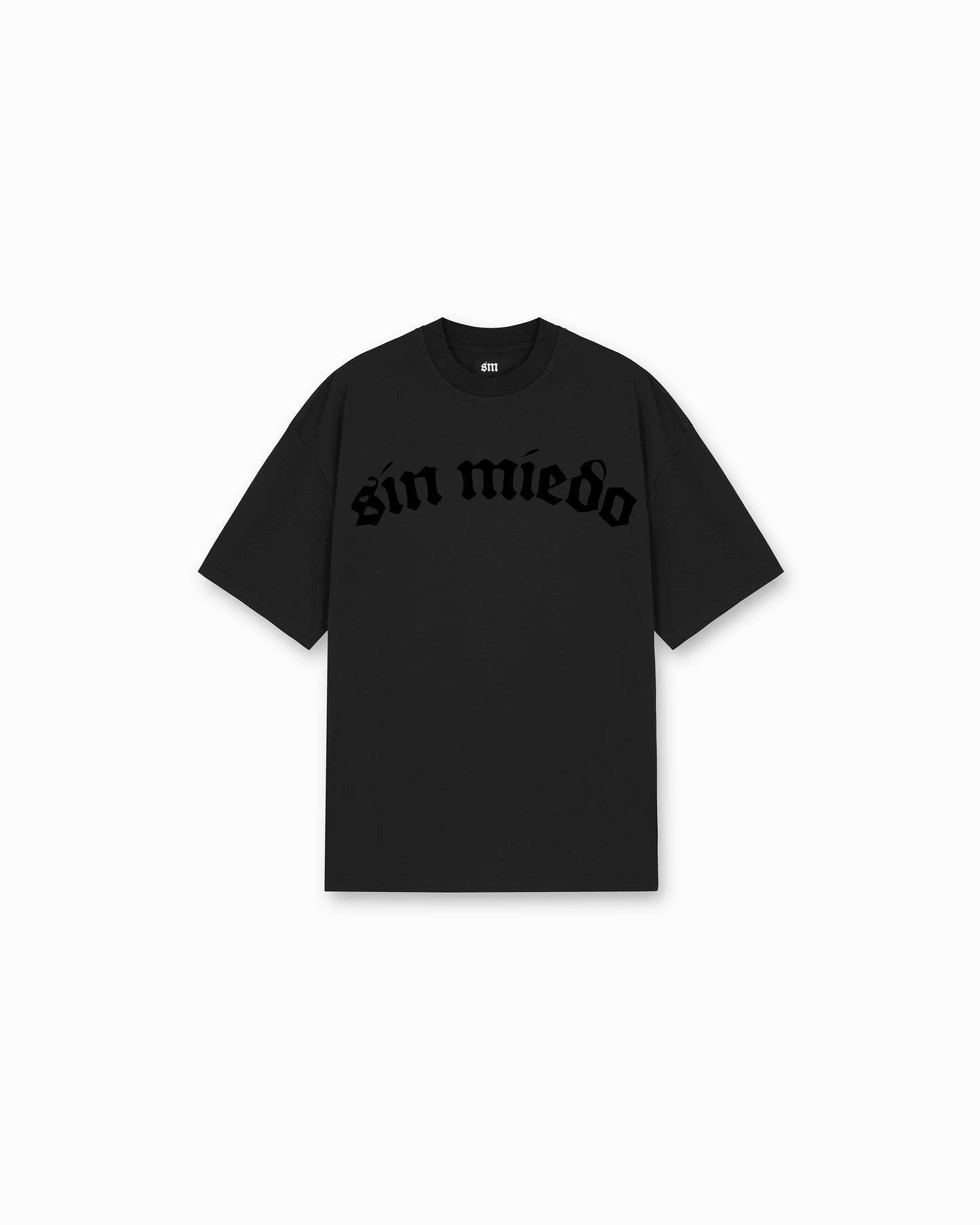 'SIN MIEDO' BLACK ON BLACK FRONT LOGO TEE